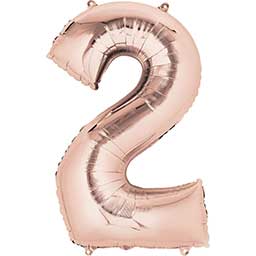 34" Rose Gold Number Balloons (Helium Filled)