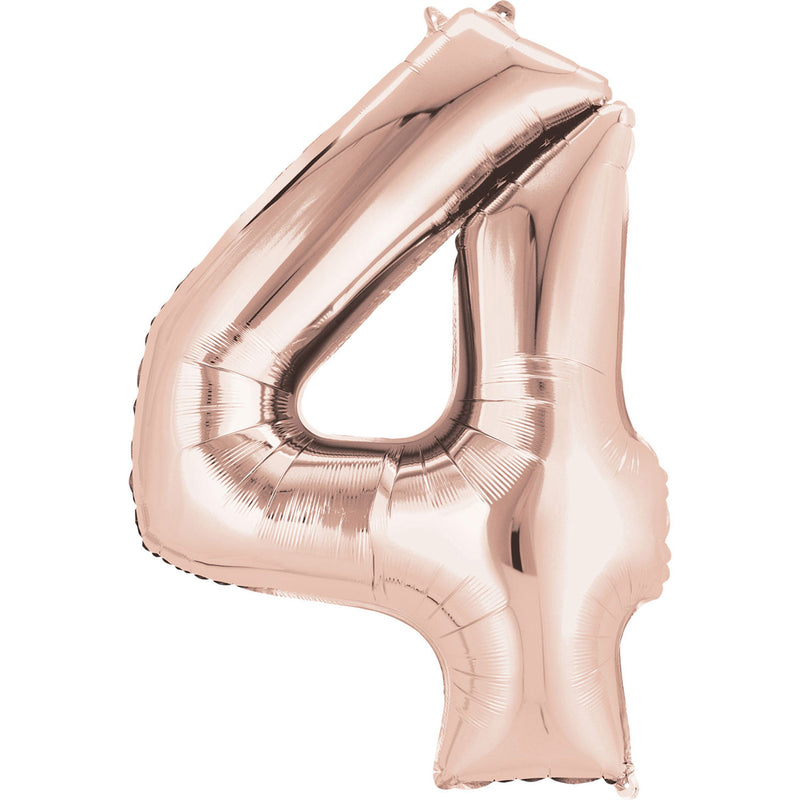 34" Rose Gold - Number 4 - Foil Balloon (HELIUM FILLED)