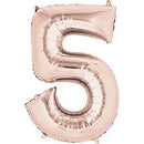 34" Rose Gold Number Balloons (Helium Filled)