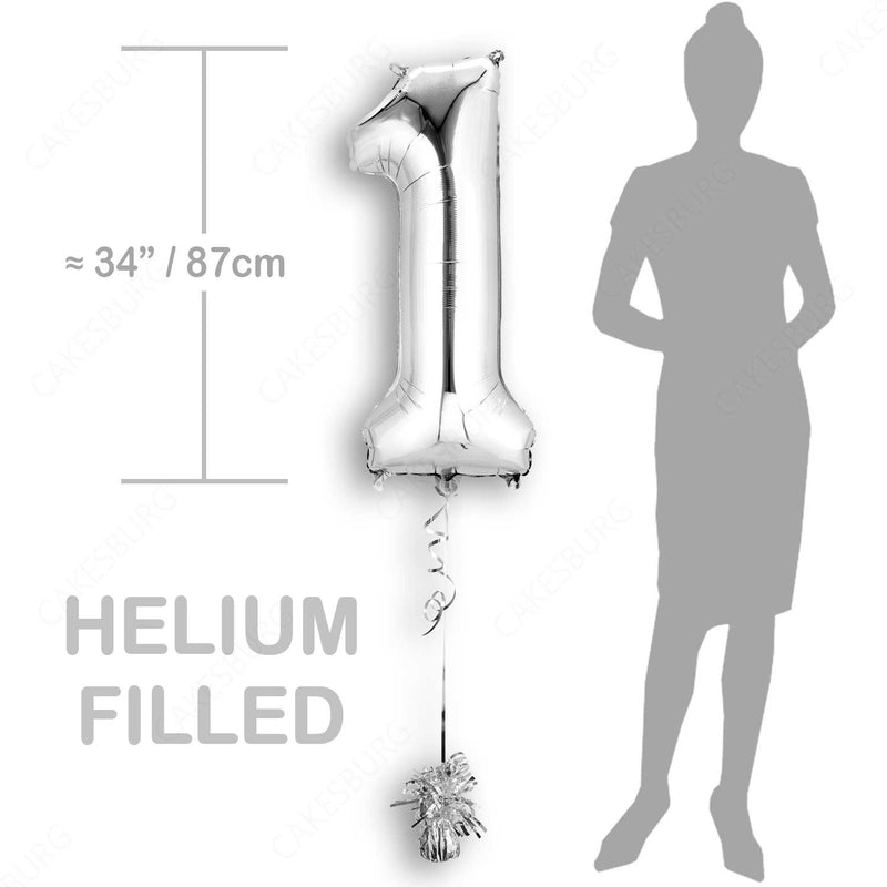 34" Silver - Number 1 - Foil Balloon (HELIUM FILLED)