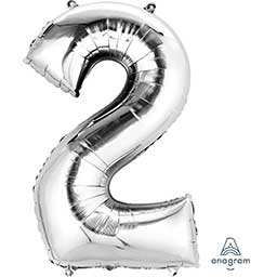 34" Silver Number Balloons (Helium Filled)