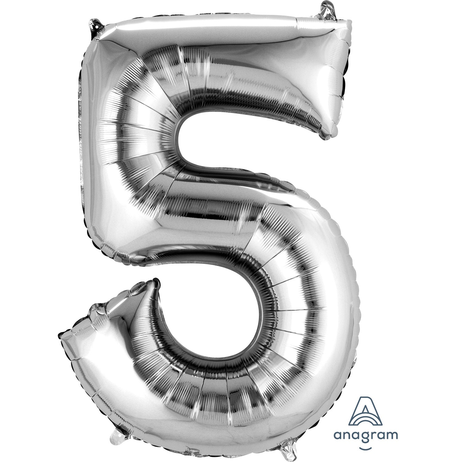 34" Silver - Number 5 - Foil Balloon (HELIUM FILLED)