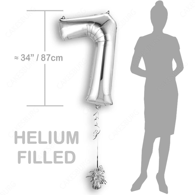 34" Silver - Number 7 - Foil Balloon (HELIUM FILLED)