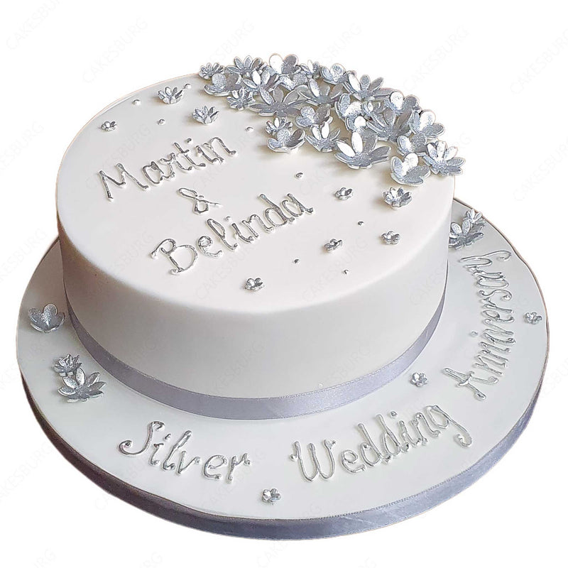 Pin by Jennifer MacDonald on 25th anniversary party | 25th wedding  anniversary cakes, Wedding anniversary cakes, Silver wedding anniversary  cake