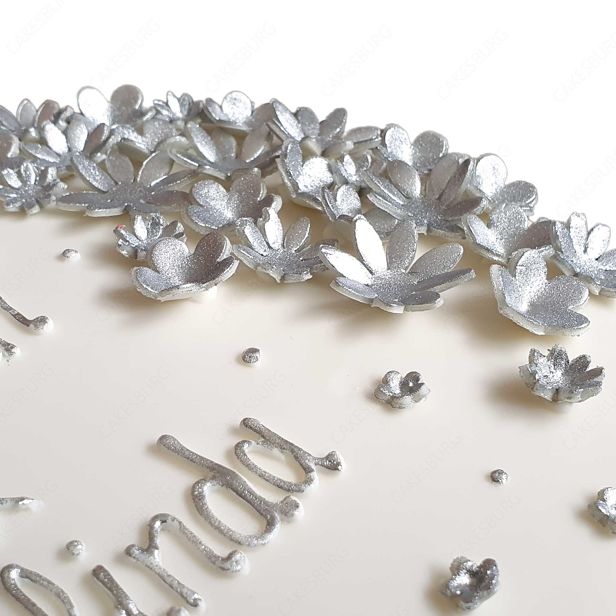 Silver Wedding Anniversary Flower Cake