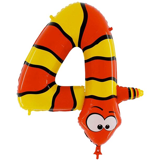 40" Snake Number 4 - Animaloon Foil Balloon (HELIUM FILLED)