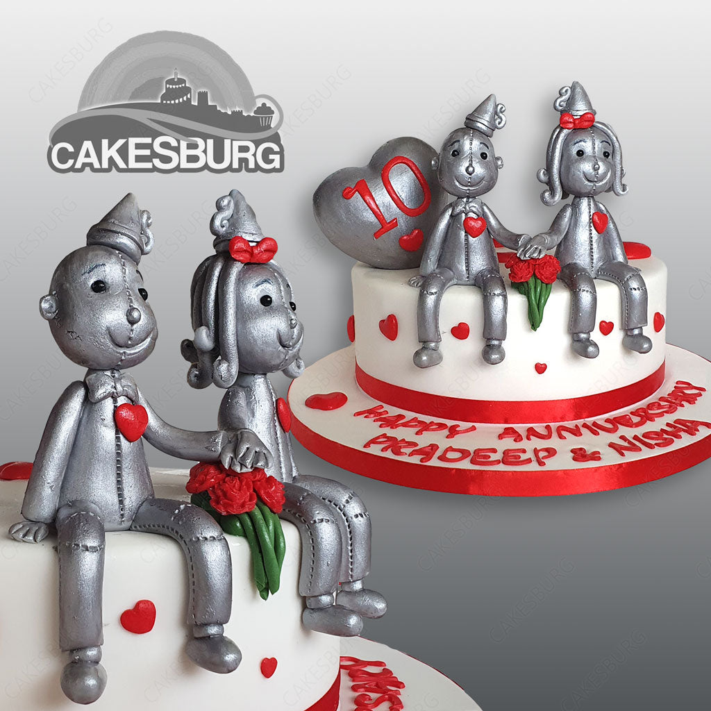 10th Anniversary Tin Figurines Cake